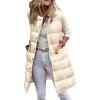 imagePRETTYGARDEN Womens Fall Long Puffer Vest Collared Sleeveless Button Down Warm Jackets Coat Casual Trendy Winter OuterwearBeige