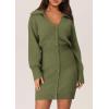 imagePRETTYGARDEN Sweater Dresses for Women 2024 Trendy Long Sleeve Button Down Short Fall DressArmy Green