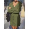 imagePRETTYGARDEN Sweater Dresses for Women 2024 Trendy Long Sleeve Button Down Short Fall DressArmy Green