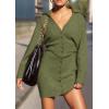 imagePRETTYGARDEN Sweater Dresses for Women 2024 Trendy Long Sleeve Button Down Short Fall DressArmy Green