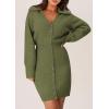 imagePRETTYGARDEN Sweater Dresses for Women 2024 Trendy Long Sleeve Button Down Short Fall DressArmy Green
