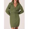 imagePRETTYGARDEN Sweater Dresses for Women 2024 Trendy Long Sleeve Button Down Short Fall DressArmy Green