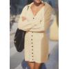 imagePRETTYGARDEN Sweater Dresses for Women 2024 Trendy Long Sleeve Button Down Short Fall DressBeige