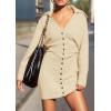 imagePRETTYGARDEN Sweater Dresses for Women 2024 Trendy Long Sleeve Button Down Short Fall DressBeige