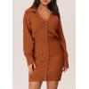 imagePRETTYGARDEN Sweater Dresses for Women 2024 Trendy Long Sleeve Button Down Short Fall DressBrick Red