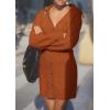 imagePRETTYGARDEN Sweater Dresses for Women 2024 Trendy Long Sleeve Button Down Short Fall DressBrick Red