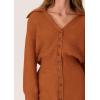 imagePRETTYGARDEN Sweater Dresses for Women 2024 Trendy Long Sleeve Button Down Short Fall DressBrick Red