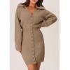 imagePRETTYGARDEN Sweater Dresses for Women 2024 Trendy Long Sleeve Button Down Short Fall DressCamel