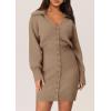 imagePRETTYGARDEN Sweater Dresses for Women 2024 Trendy Long Sleeve Button Down Short Fall DressCamel