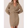 imagePRETTYGARDEN Sweater Dresses for Women 2024 Trendy Long Sleeve Button Down Short Fall DressCamel