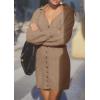 imagePRETTYGARDEN Sweater Dresses for Women 2024 Trendy Long Sleeve Button Down Short Fall DressCamel