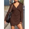 imagePRETTYGARDEN Sweater Dresses for Women 2024 Trendy Long Sleeve Button Down Short Fall DressCoffee