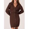 imagePRETTYGARDEN Sweater Dresses for Women 2024 Trendy Long Sleeve Button Down Short Fall DressCoffee