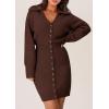 imagePRETTYGARDEN Sweater Dresses for Women 2024 Trendy Long Sleeve Button Down Short Fall DressCoffee