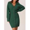 imagePRETTYGARDEN Sweater Dresses for Women 2024 Trendy Long Sleeve Button Down Short Fall DressDark Green