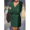 imagePRETTYGARDEN Sweater Dresses for Women 2024 Trendy Long Sleeve Button Down Short Fall DressDark Green