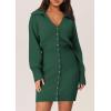 imagePRETTYGARDEN Sweater Dresses for Women 2024 Trendy Long Sleeve Button Down Short Fall DressDark Green