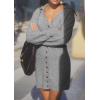 imagePRETTYGARDEN Sweater Dresses for Women 2024 Trendy Long Sleeve Button Down Short Fall DressGrey