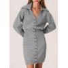 imagePRETTYGARDEN Sweater Dresses for Women 2024 Trendy Long Sleeve Button Down Short Fall DressGrey