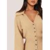 imagePRETTYGARDEN Sweater Dresses for Women 2024 Trendy Long Sleeve Button Down Short Fall DressKhaki
