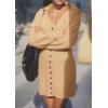 imagePRETTYGARDEN Sweater Dresses for Women 2024 Trendy Long Sleeve Button Down Short Fall DressKhaki