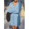imagePRETTYGARDEN Sweater Dresses for Women 2024 Trendy Long Sleeve Button Down Short Fall DressLight Blue