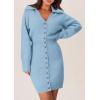 imagePRETTYGARDEN Sweater Dresses for Women 2024 Trendy Long Sleeve Button Down Short Fall DressLight Blue