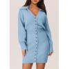 imagePRETTYGARDEN Sweater Dresses for Women 2024 Trendy Long Sleeve Button Down Short Fall DressLight Blue