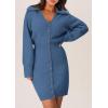 imagePRETTYGARDEN Sweater Dresses for Women 2024 Trendy Long Sleeve Button Down Short Fall DressMist Blue