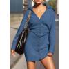 imagePRETTYGARDEN Sweater Dresses for Women 2024 Trendy Long Sleeve Button Down Short Fall DressMist Blue