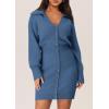 imagePRETTYGARDEN Sweater Dresses for Women 2024 Trendy Long Sleeve Button Down Short Fall DressMist Blue
