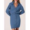 imagePRETTYGARDEN Sweater Dresses for Women 2024 Trendy Long Sleeve Button Down Short Fall DressMist Blue