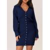 imagePRETTYGARDEN Sweater Dresses for Women 2024 Trendy Long Sleeve Button Down Short Fall DressNavy