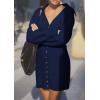 imagePRETTYGARDEN Sweater Dresses for Women 2024 Trendy Long Sleeve Button Down Short Fall DressNavy