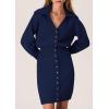 imagePRETTYGARDEN Sweater Dresses for Women 2024 Trendy Long Sleeve Button Down Short Fall DressNavy