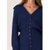 imagePRETTYGARDEN Sweater Dresses for Women 2024 Trendy Long Sleeve Button Down Short Fall DressNavy