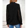 imagePRETTYGARDEN Womens Eyelet Tops Fall Outfits 2024 Dressy Casual Lace Blouses Long Sleeve Button V Neck ShirtsBlack