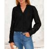 imagePRETTYGARDEN Womens Eyelet Tops Fall Outfits 2024 Dressy Casual Lace Blouses Long Sleeve Button V Neck ShirtsBlack