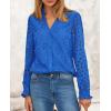 imagePRETTYGARDEN Womens Eyelet Tops Fall Outfits 2024 Dressy Casual Lace Blouses Long Sleeve Button V Neck ShirtsBlue
