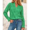 imagePRETTYGARDEN Womens Eyelet Tops Fall Outfits 2024 Dressy Casual Lace Blouses Long Sleeve Button V Neck ShirtsGreen