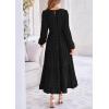 imagePRETTYGARDEN Womens Fall Elegant Long Sleeve Maxi Dress Swiss Dot A Line Flowy Casual Holiday Party Going Out DressesBlack