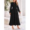 imagePRETTYGARDEN Womens Fall Elegant Long Sleeve Maxi Dress Swiss Dot A Line Flowy Casual Holiday Party Going Out DressesBlack