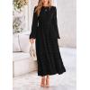 imagePRETTYGARDEN Womens Fall Elegant Long Sleeve Maxi Dress Swiss Dot A Line Flowy Casual Holiday Party Going Out DressesBlack