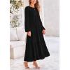 imagePRETTYGARDEN Womens Fall Elegant Long Sleeve Maxi Dress Swiss Dot A Line Flowy Casual Holiday Party Going Out DressesBlack