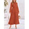 imagePRETTYGARDEN Womens Fall Elegant Long Sleeve Maxi Dress Swiss Dot A Line Flowy Casual Holiday Party Going Out DressesBrick Red