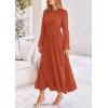 imagePRETTYGARDEN Womens Fall Elegant Long Sleeve Maxi Dress Swiss Dot A Line Flowy Casual Holiday Party Going Out DressesBrick Red