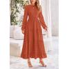 imagePRETTYGARDEN Womens Fall Elegant Long Sleeve Maxi Dress Swiss Dot A Line Flowy Casual Holiday Party Going Out DressesBrick Red