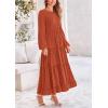 imagePRETTYGARDEN Womens Fall Elegant Long Sleeve Maxi Dress Swiss Dot A Line Flowy Casual Holiday Party Going Out DressesBrick Red