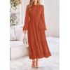 imagePRETTYGARDEN Womens Fall Elegant Long Sleeve Maxi Dress Swiss Dot A Line Flowy Casual Holiday Party Going Out DressesBrick Red