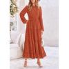 imagePRETTYGARDEN Womens Fall Elegant Long Sleeve Maxi Dress Swiss Dot A Line Flowy Casual Holiday Party Going Out DressesBrick Red